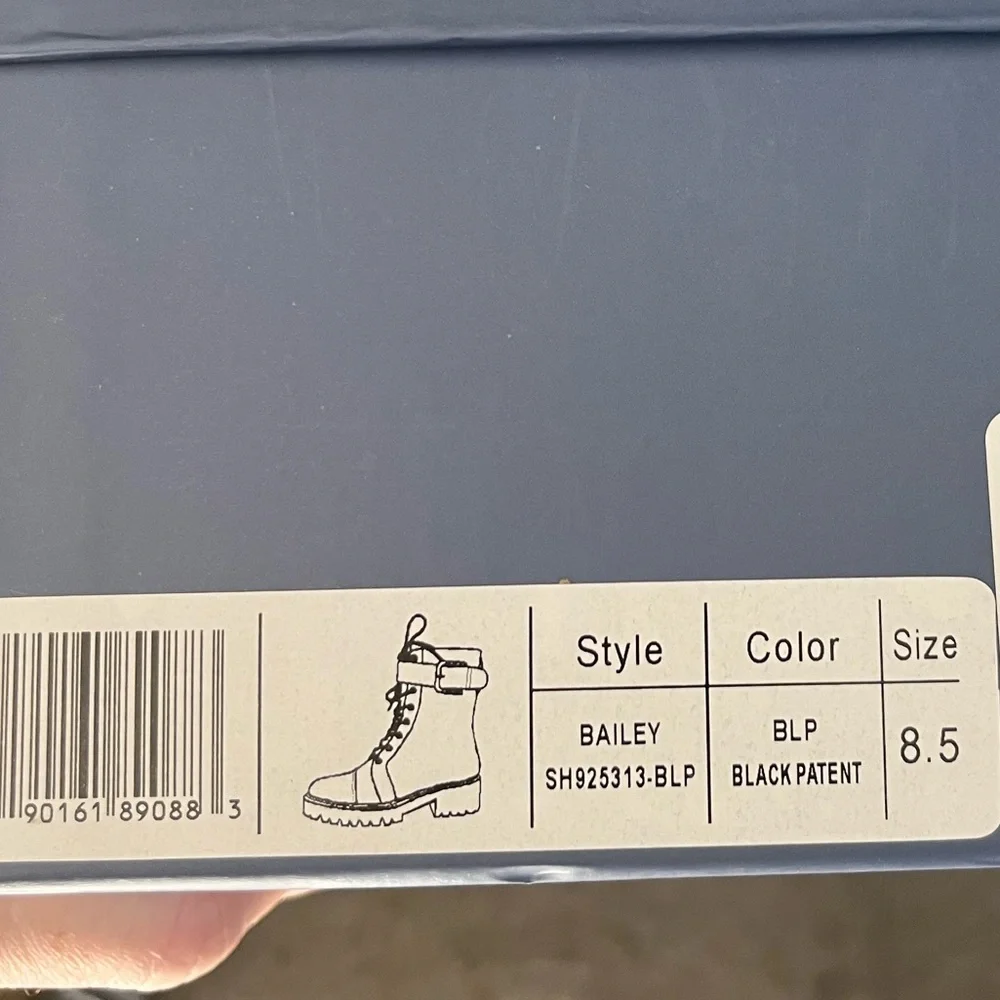 Paige Bailey Combat Boot Black Patent Leather size 8.5M - Picture 12 of 12